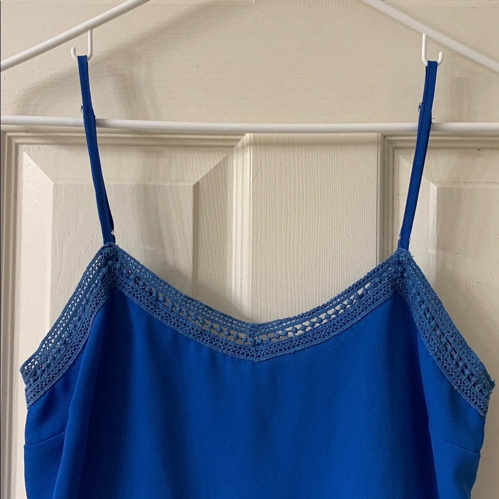 🌷3 for $25🌷Paper Crane, US S, Blue Lace Trim Crop Adjustable Strap Camisole Top - Picture 4 of 7